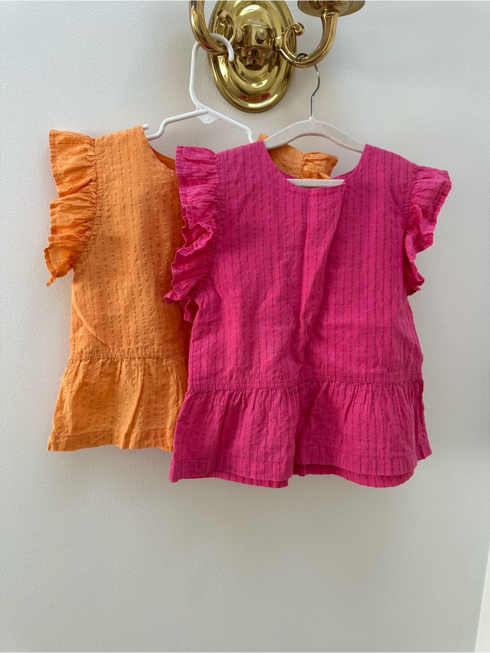🍊💗Pink Chicken Girls Size 6 & 7 Ruffle Sleeve Tops Bundle Pink + Orange Boutique